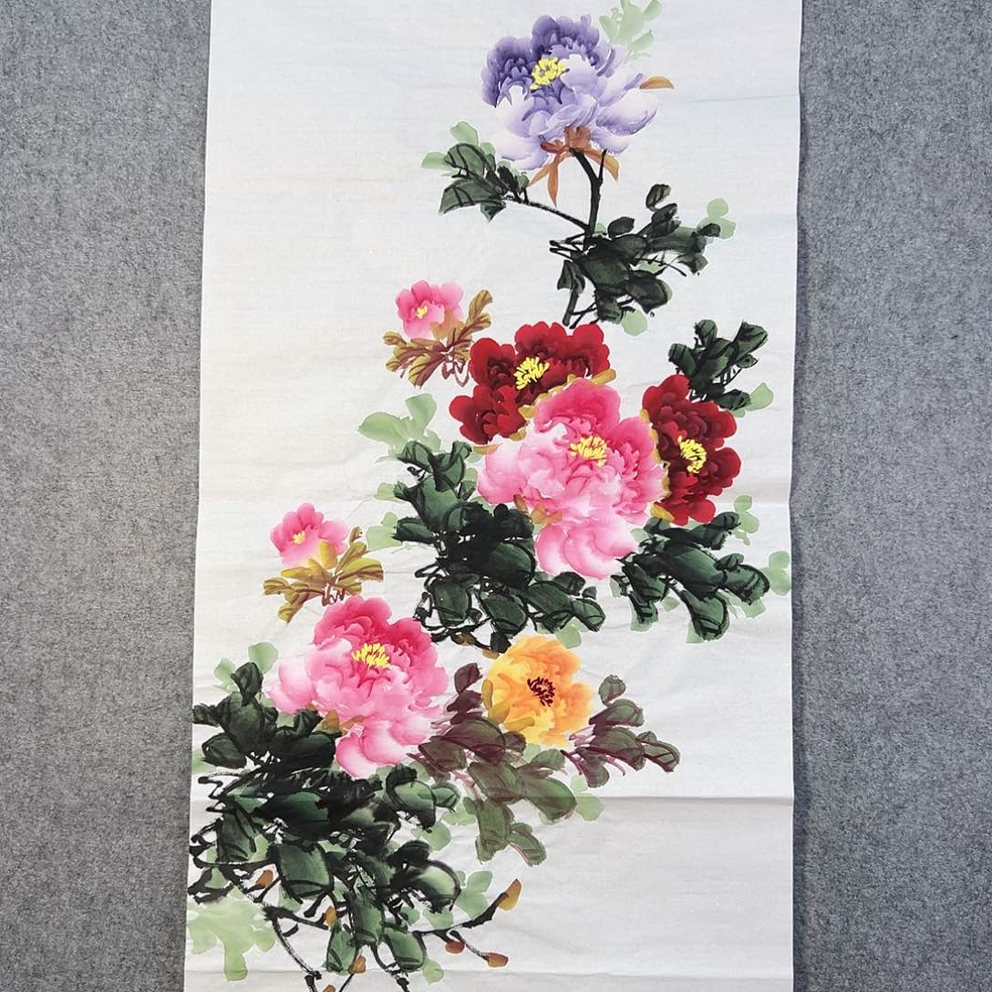 国画671 牡丹等花卉图案装饰图案为