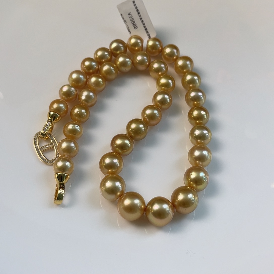 银S925镶嵌颈饰海水珍珠南洋浓金10-13