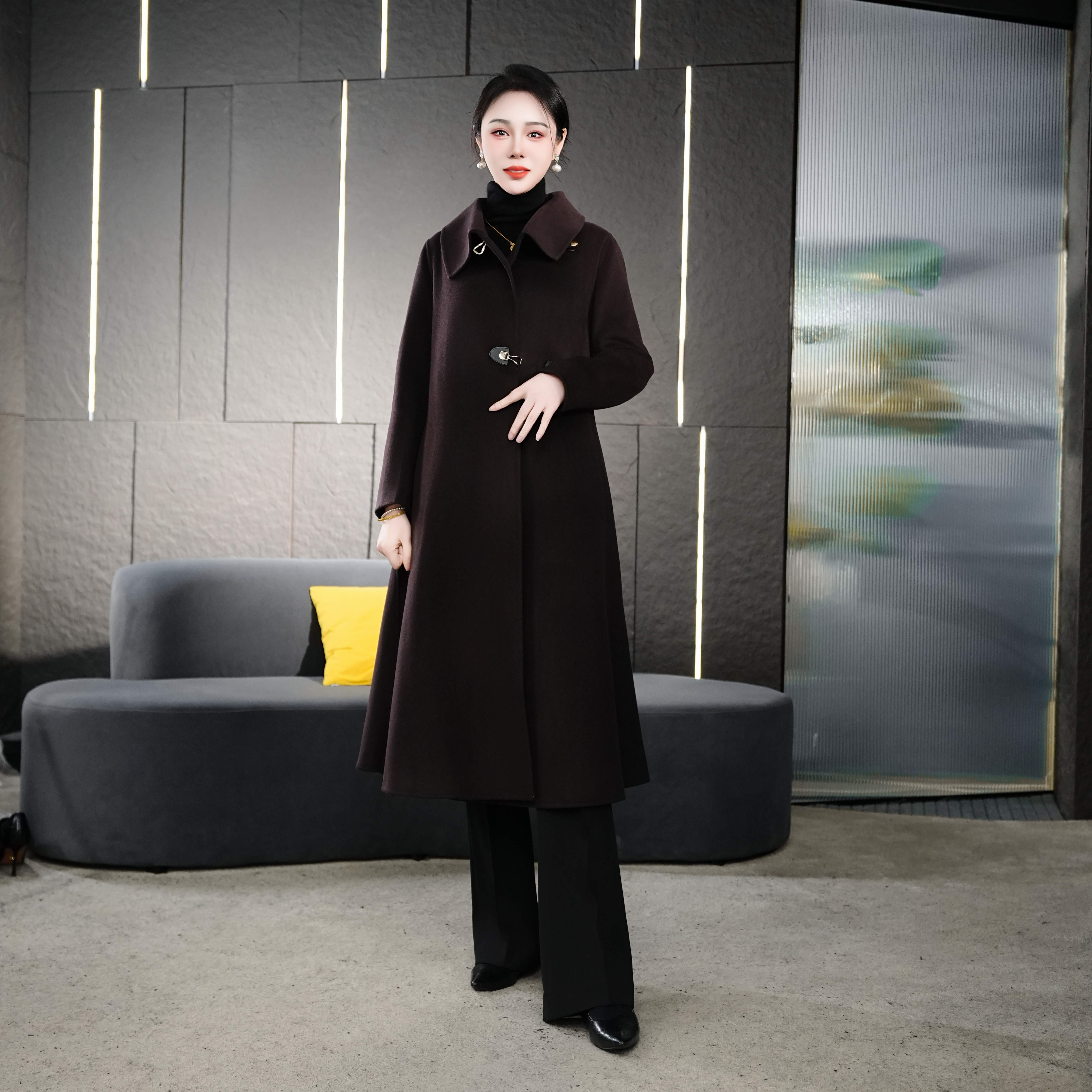 Falaibang/法莱邦21005深酱红羊毛大衣