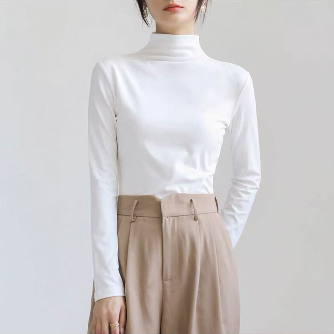 2025新款！女士半高领长袖百搭打底衫F496