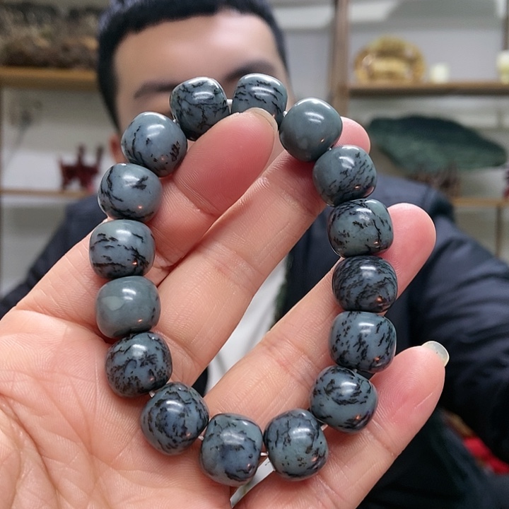 和田玉手串灰色未镶嵌