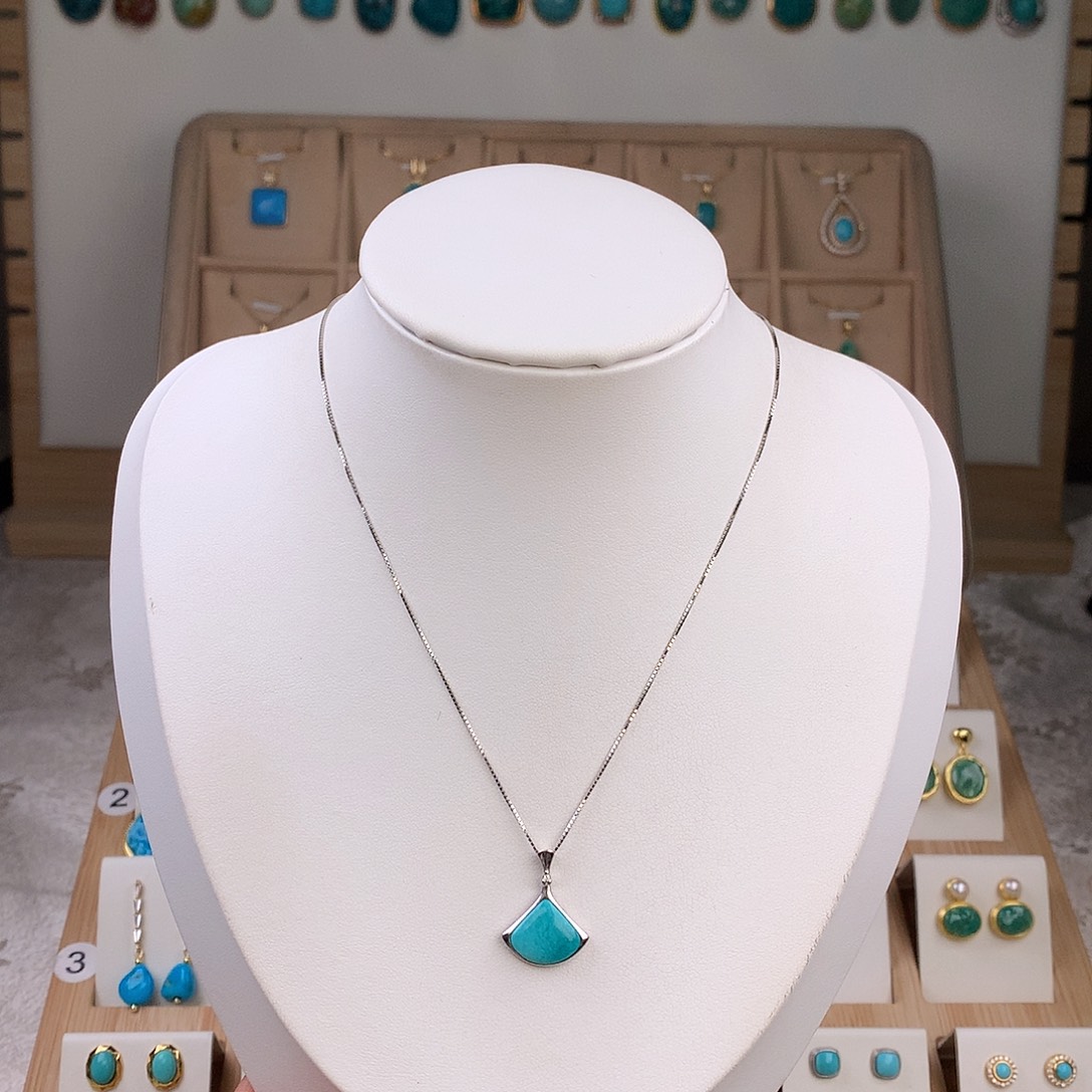 绿松石银S925镶嵌吊坠(不含链)