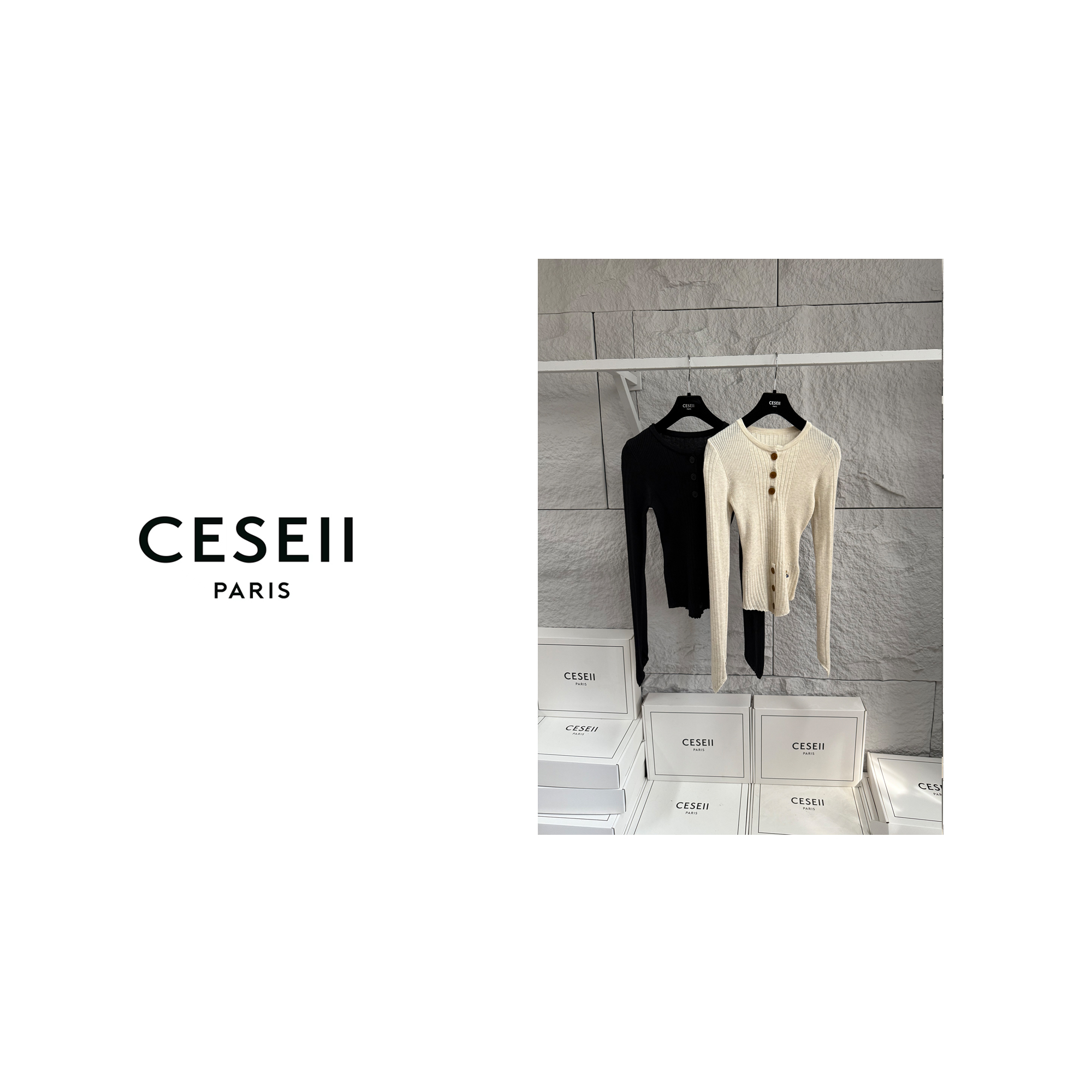 【25XJ729】CESEII软糯亲肤刺绣工艺高弹坑条显瘦针织衫