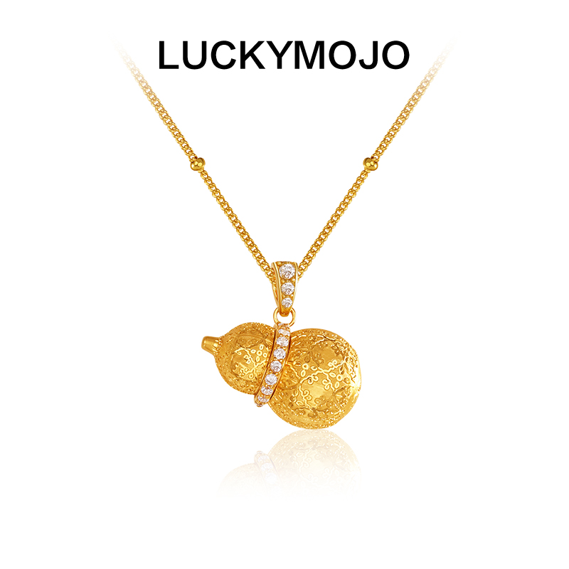 LUCKYMOJO 坠链均925银 轻奢精致福禄葫芦吊坠金色项链素款男女