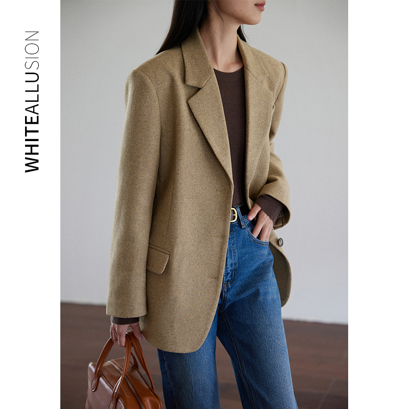 清仓【1307】毛呢短款西装外套秋冬新款高级呢子西服小个子气