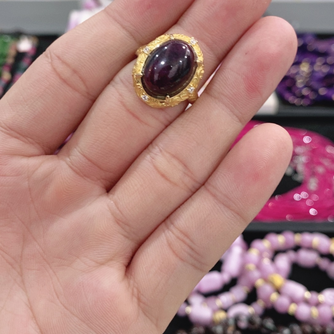 戒指银S925镶嵌红宝石