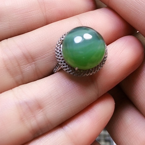 和田玉银S925镶嵌挂件