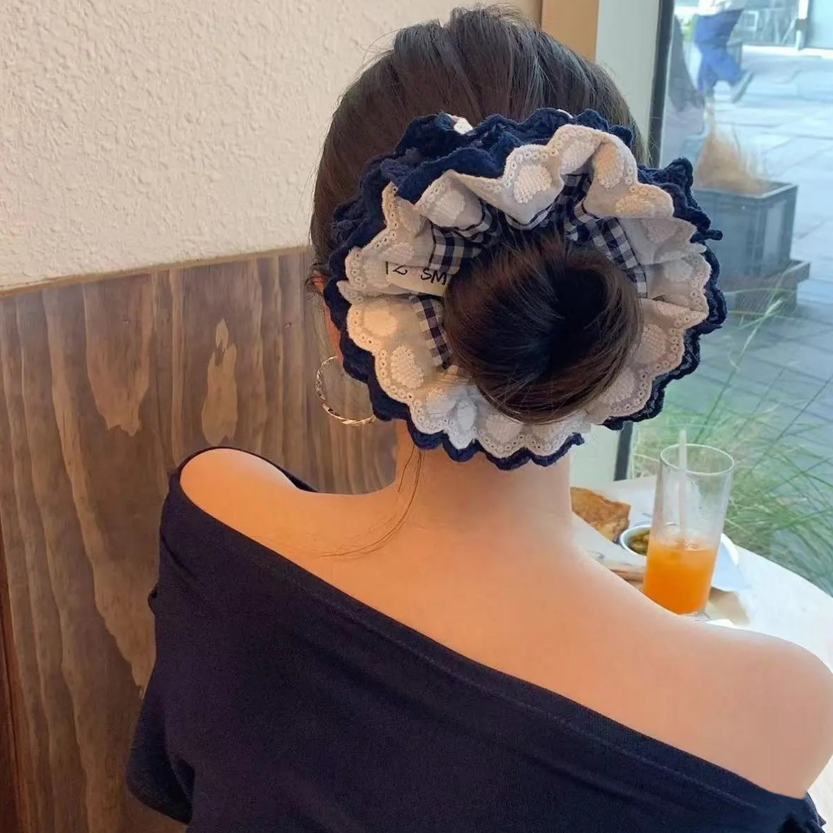 日韩甜美风女复古宫廷发圈发绳法式发饰缎面头饰网纱百搭时尚