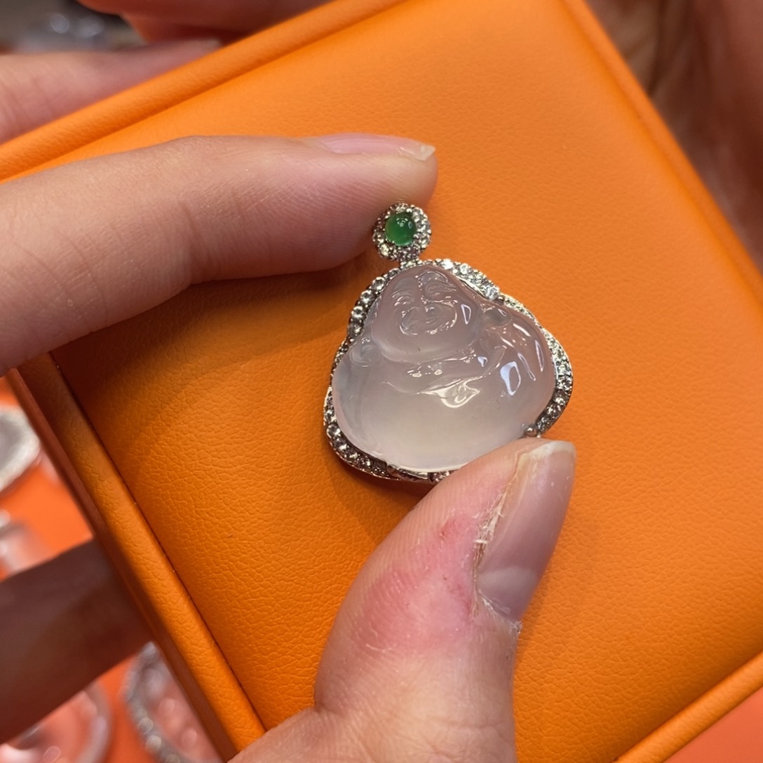 石英质玉佛公银S925镶嵌