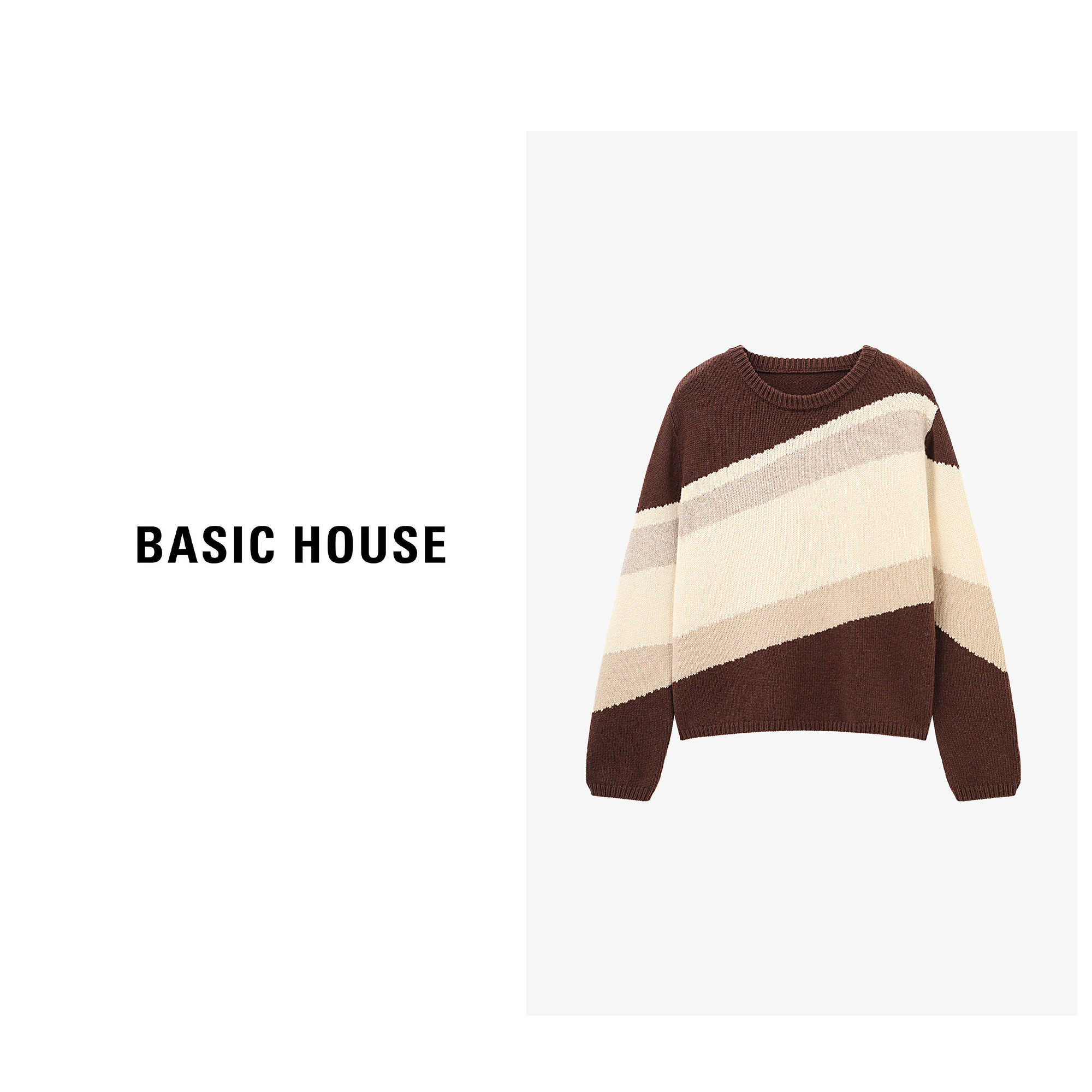 Basic House/百家好新款时尚韩系慵懒风宽松毛针织衫-B0625B5IPH2