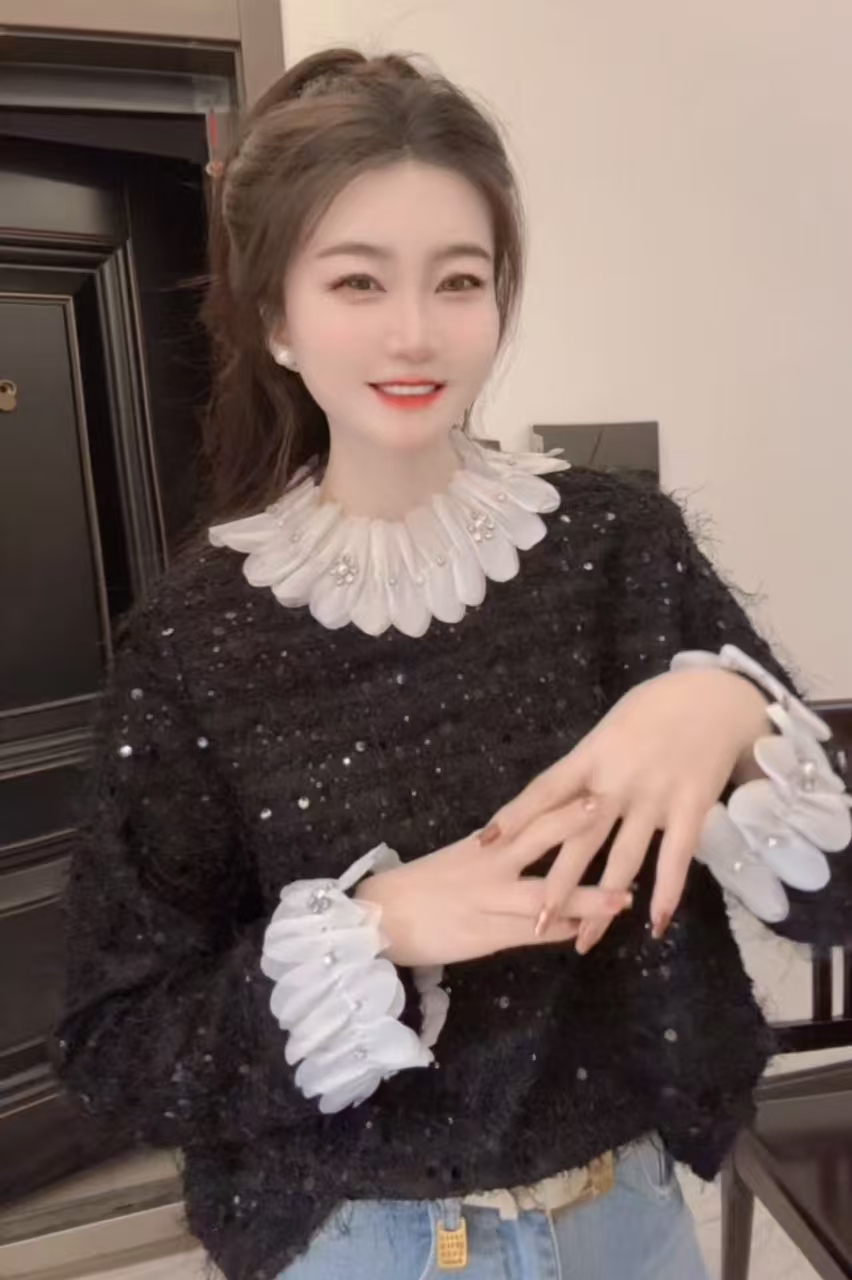 『闪亮花瓣F』新款简约设计款百搭时尚款休闲衬衫6632