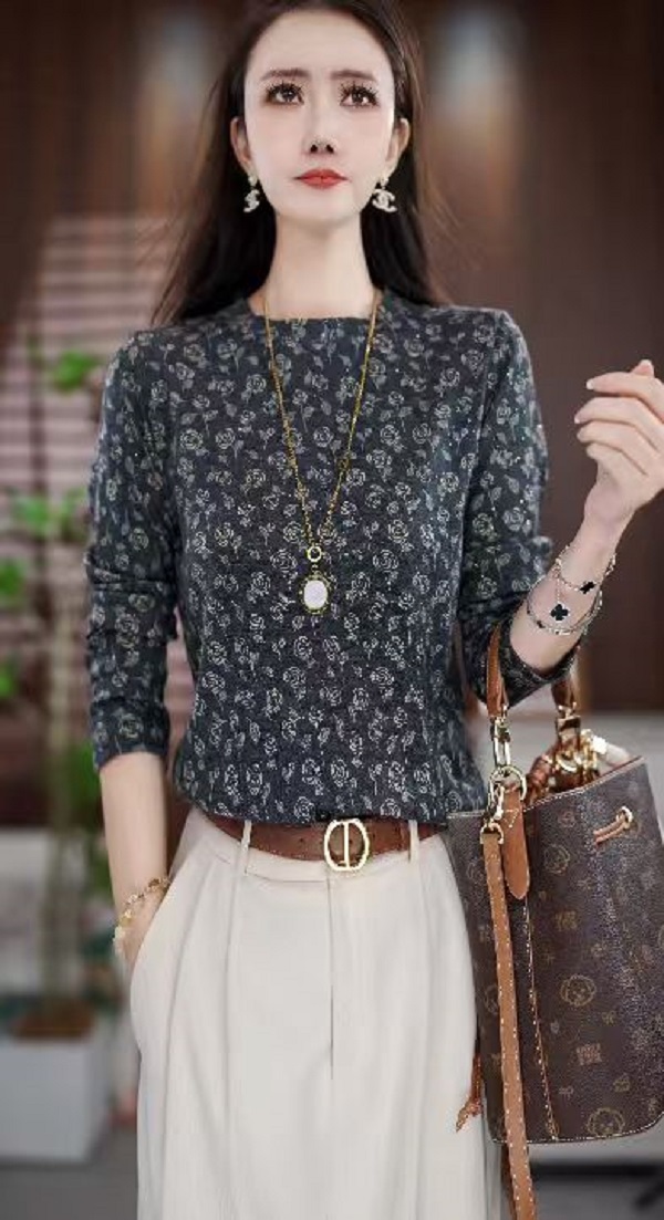 Y293新款时尚百搭气质宽松减龄长袖上衣-悠悠