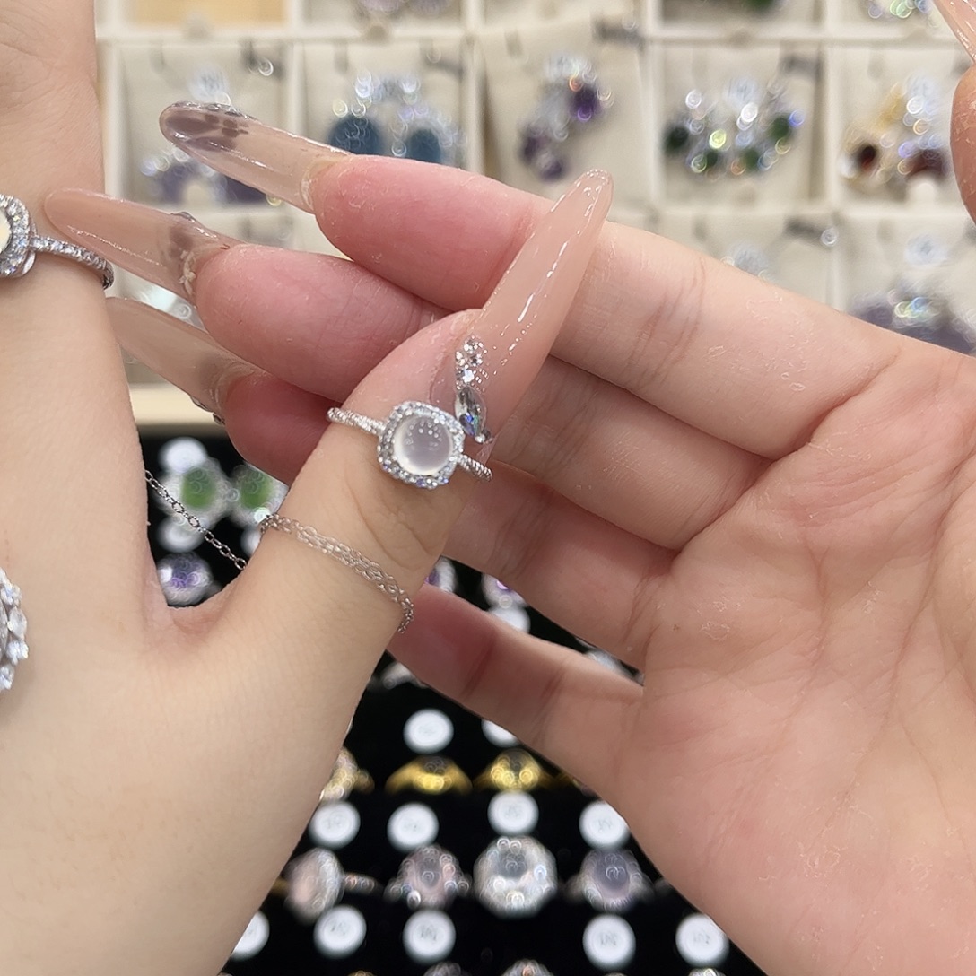 晚***安岫玉银S925镶嵌戒指