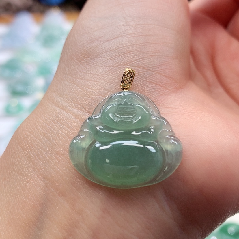 【闪购商品】翡翠18K金镶嵌吊坠(赠链)