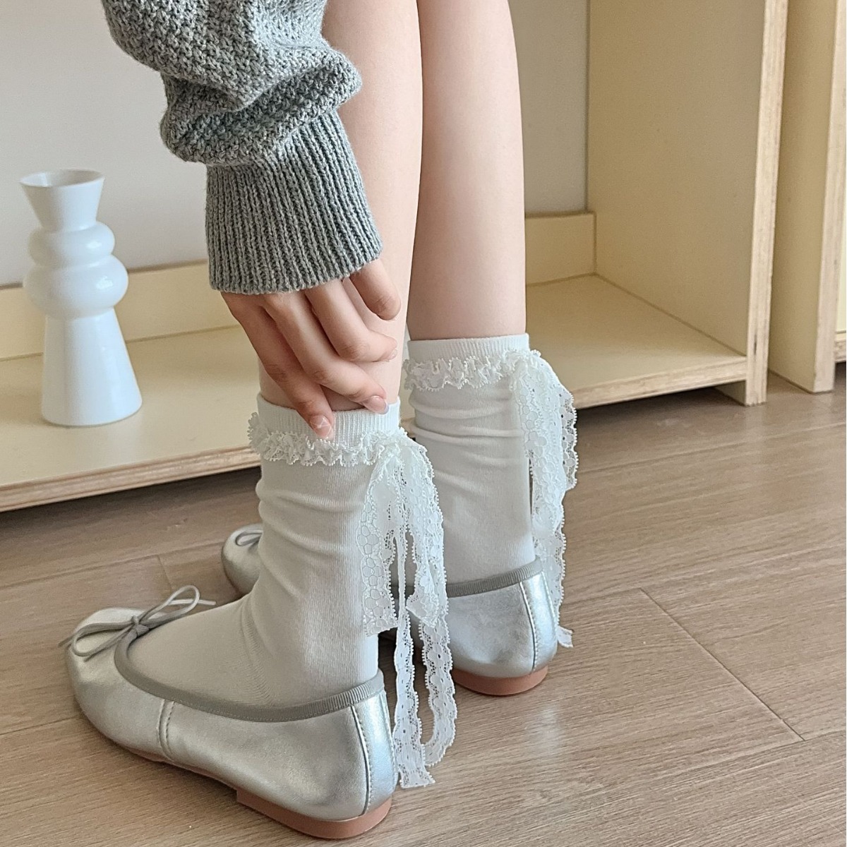 芭蕾风绑带蕾丝薄款女jk少女洛丽塔女玛丽珍鞋子专用袜子
