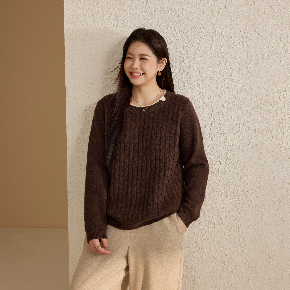 【慵懒风休闲毛衣】纤莉秀W大码女装气质百搭显瘦毛衣秋冬款QK3622