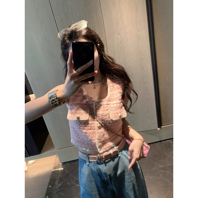 【是你大大钱】Lilylikes In Paris羊毛粉金粗花呢小香风马甲