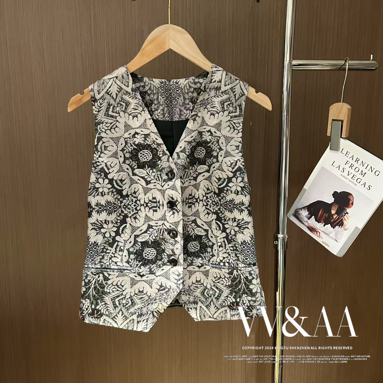 VV&AA新款国风长袖立体提花气质马甲 VA8906