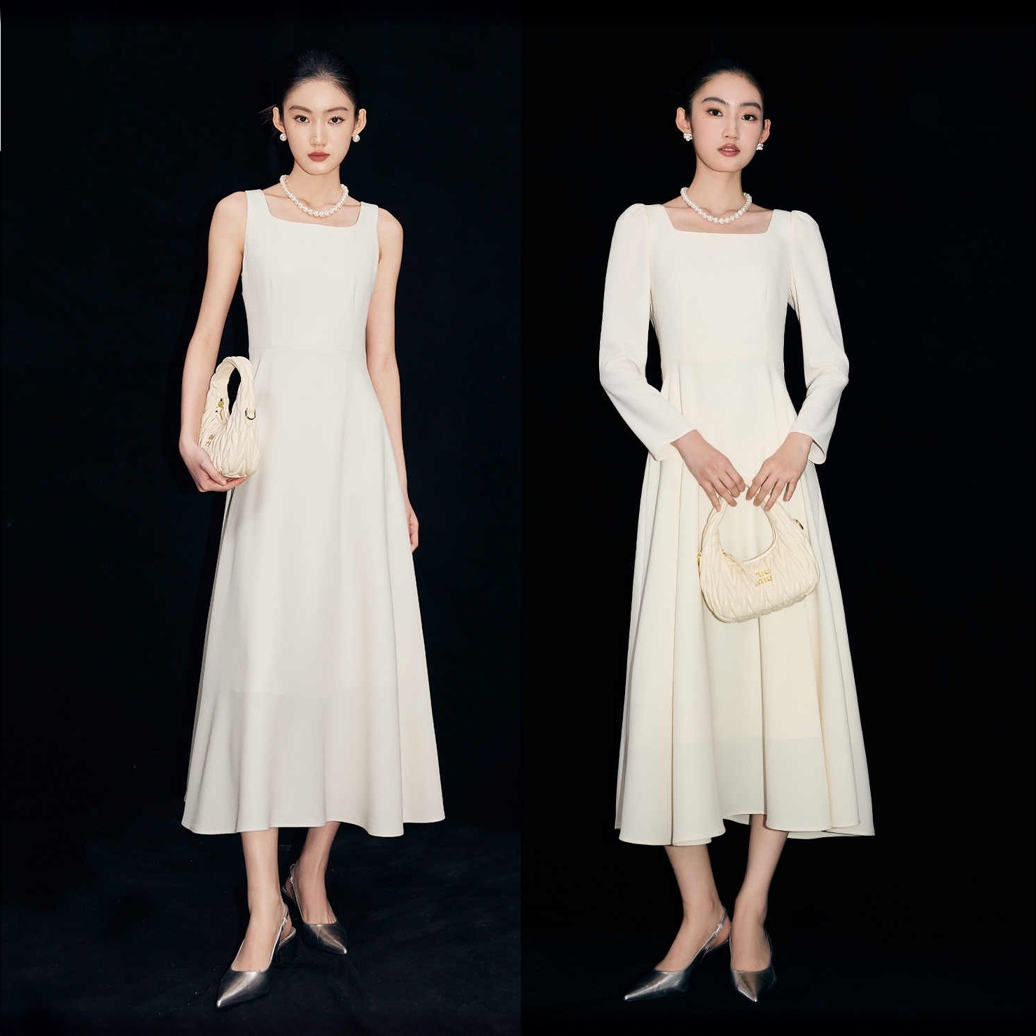 【诗语专属】MandyZhang白色醋酸礼服连衣裙女领证裙子