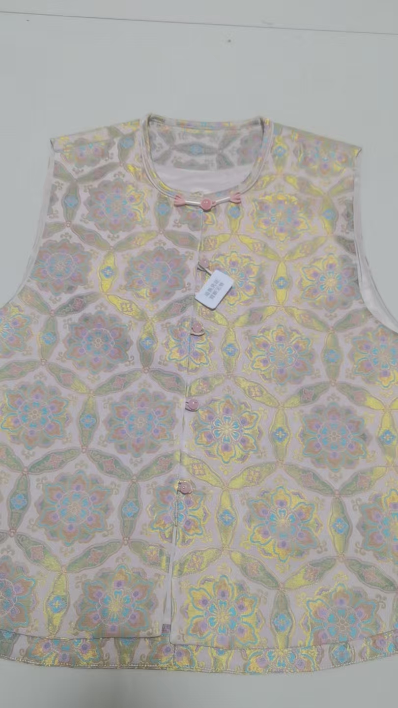 宋锦马夹新中式满印双面印花