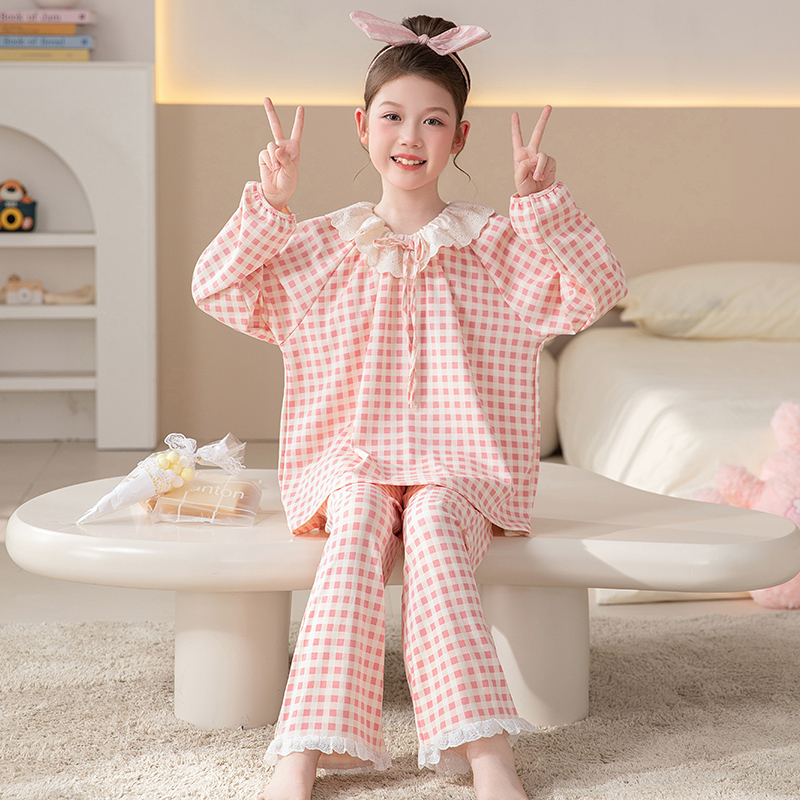 儿童睡衣女童春秋款长袖纯棉套装中大童公主女孩家居服6-12岁