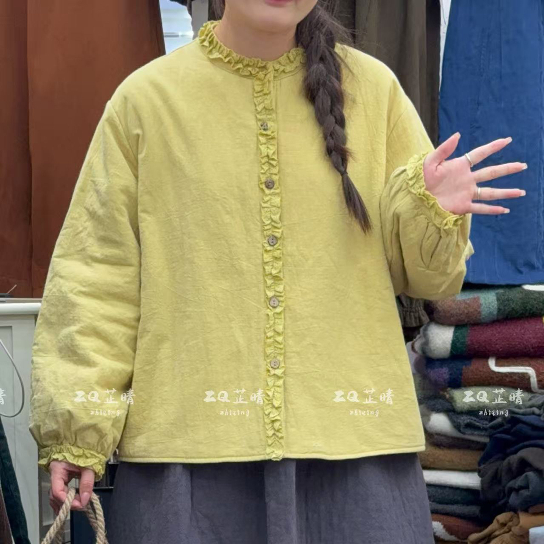 ZQ#3292#日系棉麻夹棉加厚衬衫