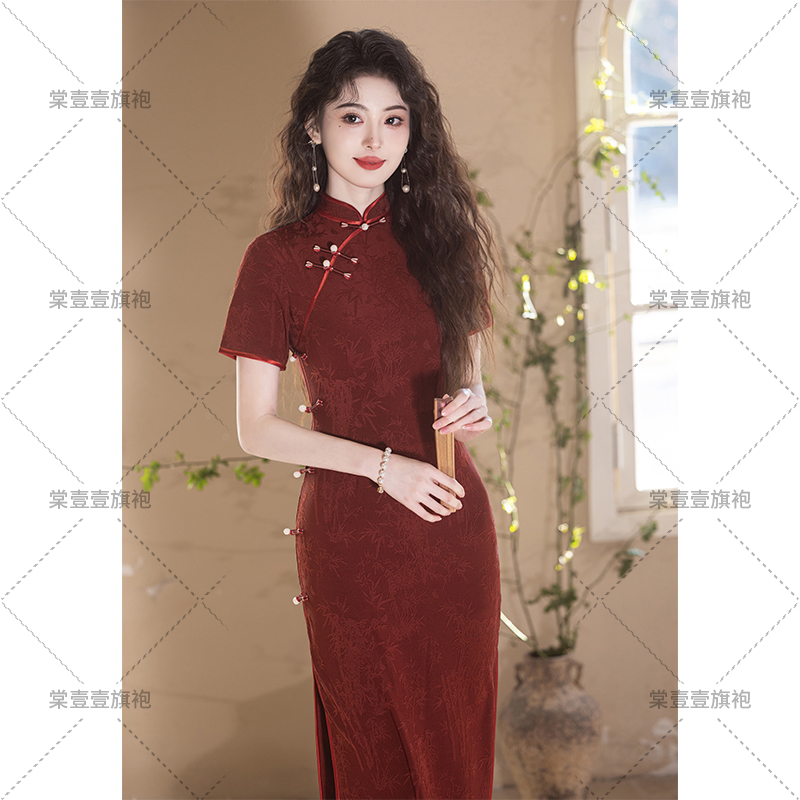 红色旗袍新中式连衣裙中国风敬酒服订婚改良日常可穿气质高端显瘦
