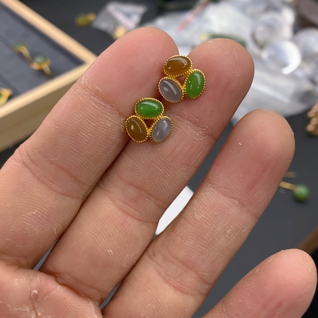 和田玉（碧玉）颈饰银S925镀金镶嵌