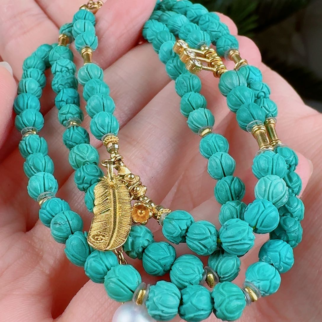 绿松石珠宝奇石18K金镶嵌