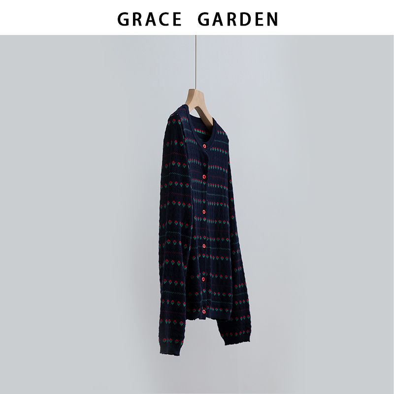 GRACE GARDEN【小红花开衫！190g+】满印小花百搭针织开衫ZZS5H2718