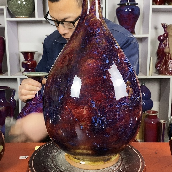 雨***蕉尚峰钧窑作品摆件