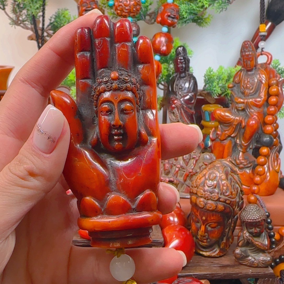 琥珀裸石未镶嵌手把