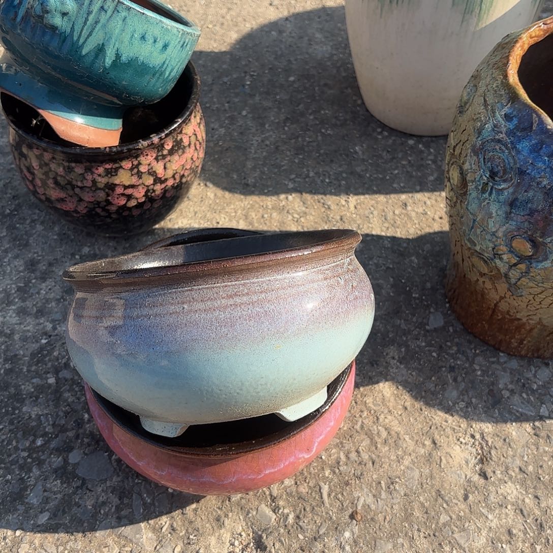 花盆紫砂口18高10两个拼盘