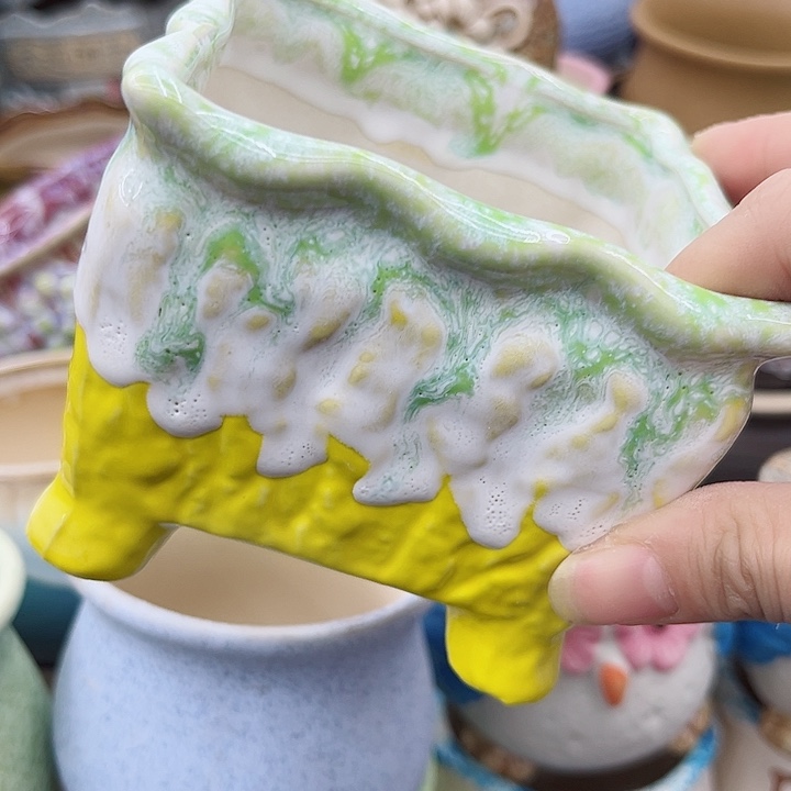 多肉绿植陶瓷花盆9.9包邮，有孔