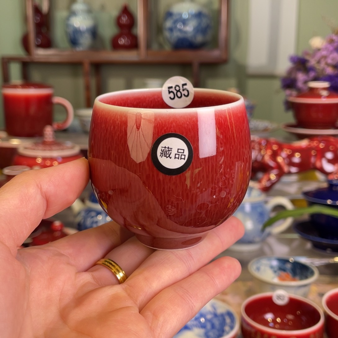 清欢雅玩原矿郎红藏品龙蛋杯