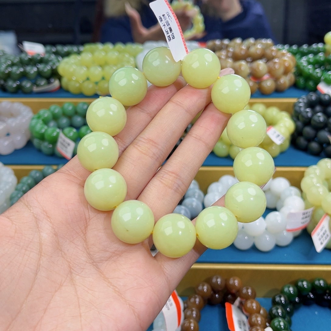 和田玉未镶嵌手链天然和田玉新疆若羌黄口手串18