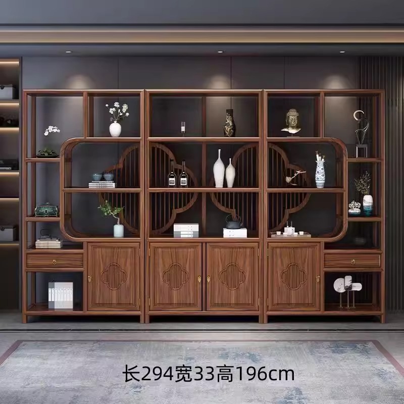 实木博古架新中式茶室多宝阁隔断展示架茶叶柜仿古书架办公置物架