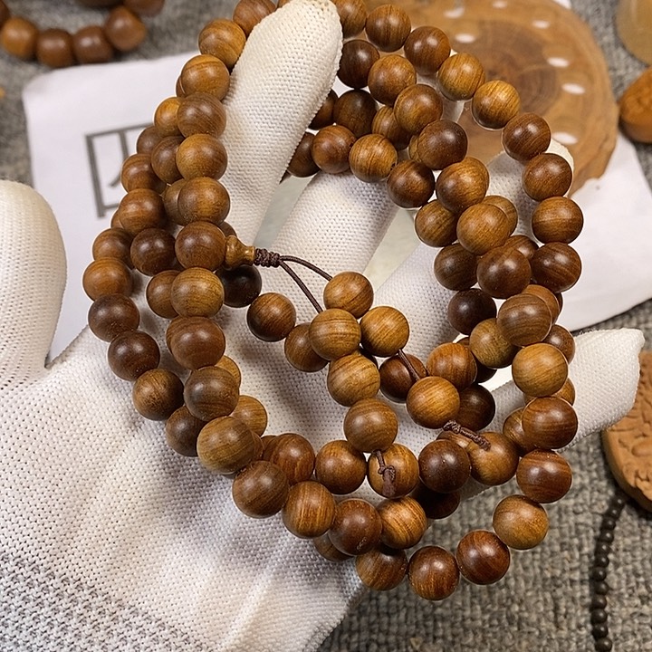 檀香木手串/手链老山檀香黑肉虎纹檀香王1.0/108沉水