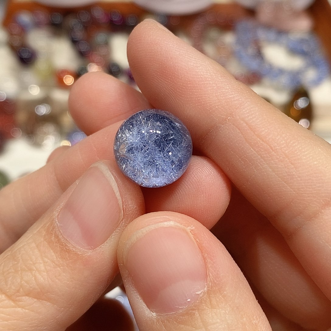 水晶蓝线石单珠未镶嵌小*