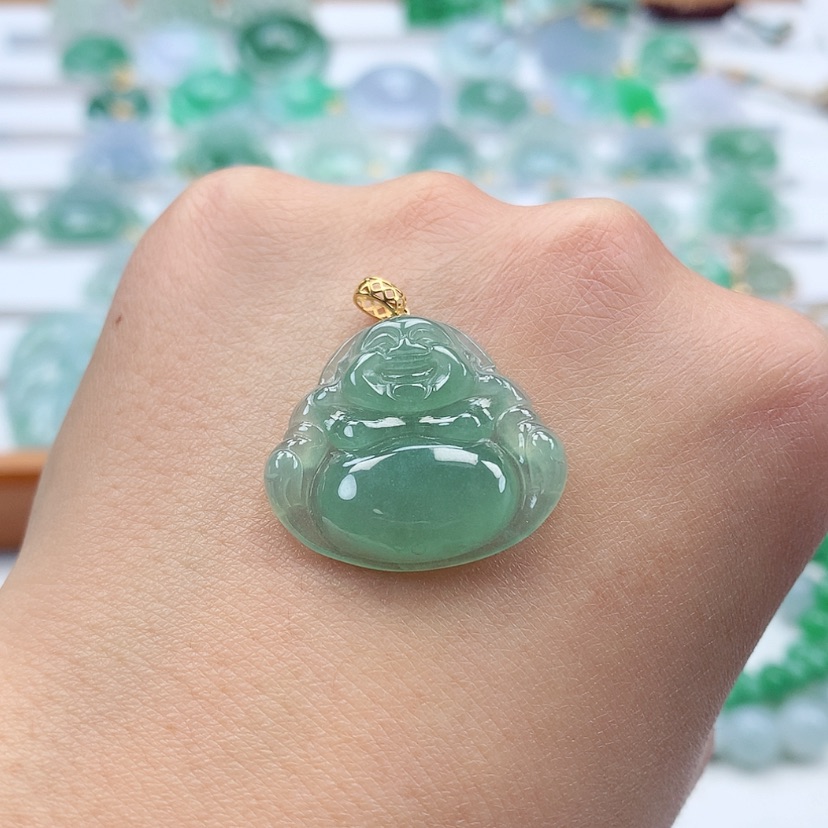 【闪购商品】翡翠吊坠(赠链)18K金镶嵌