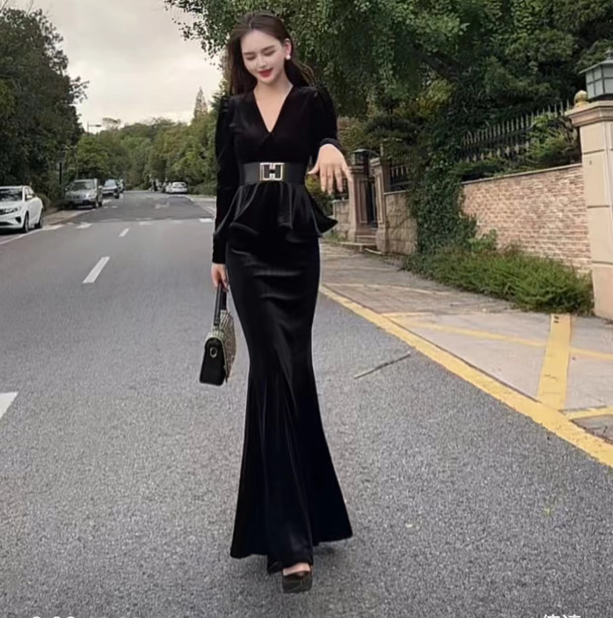 【联系客服有运补】金丝绒轻奢秋冬高端精致收腰显瘦气质套装8992#