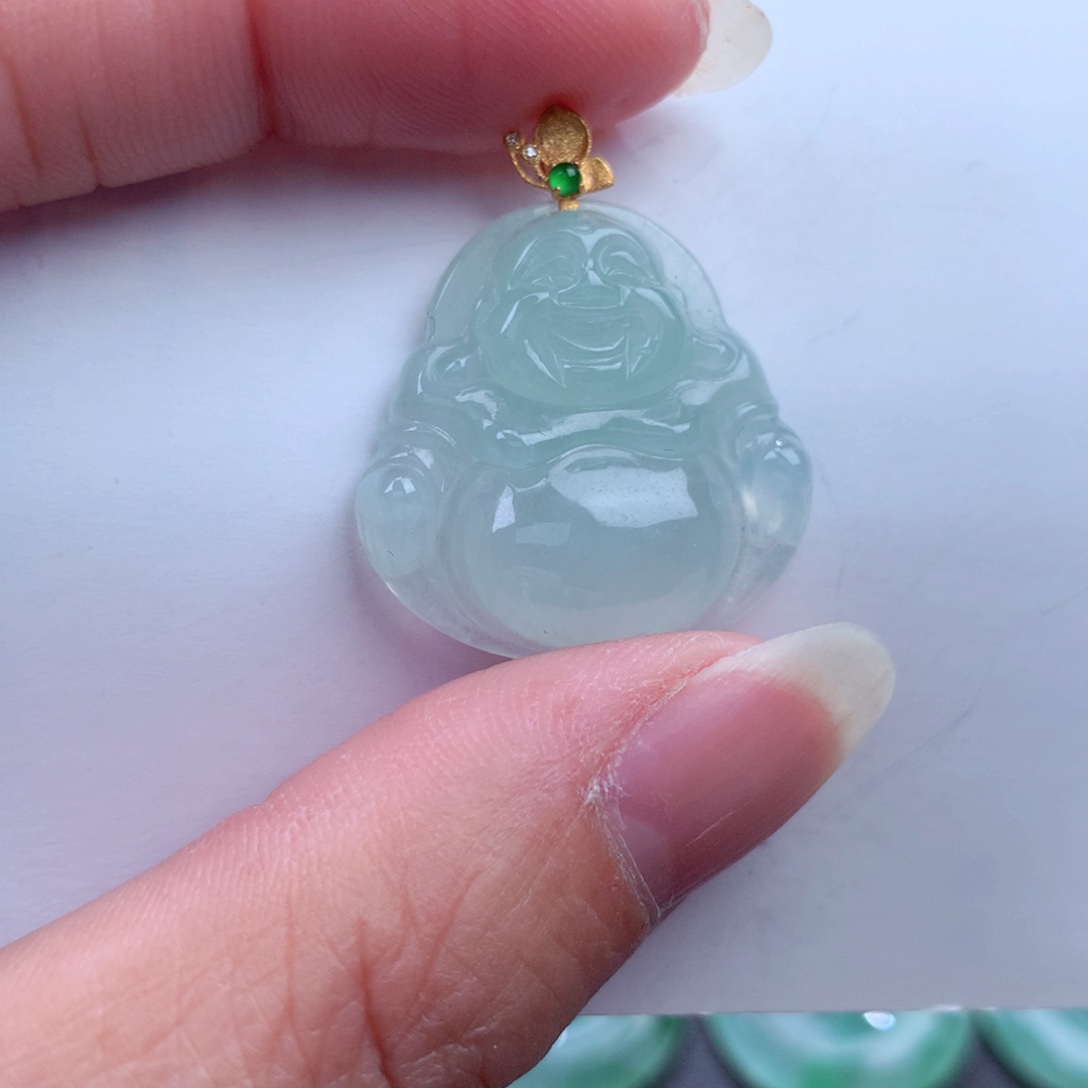 翡翠吊坠(不含链)18K金镶嵌