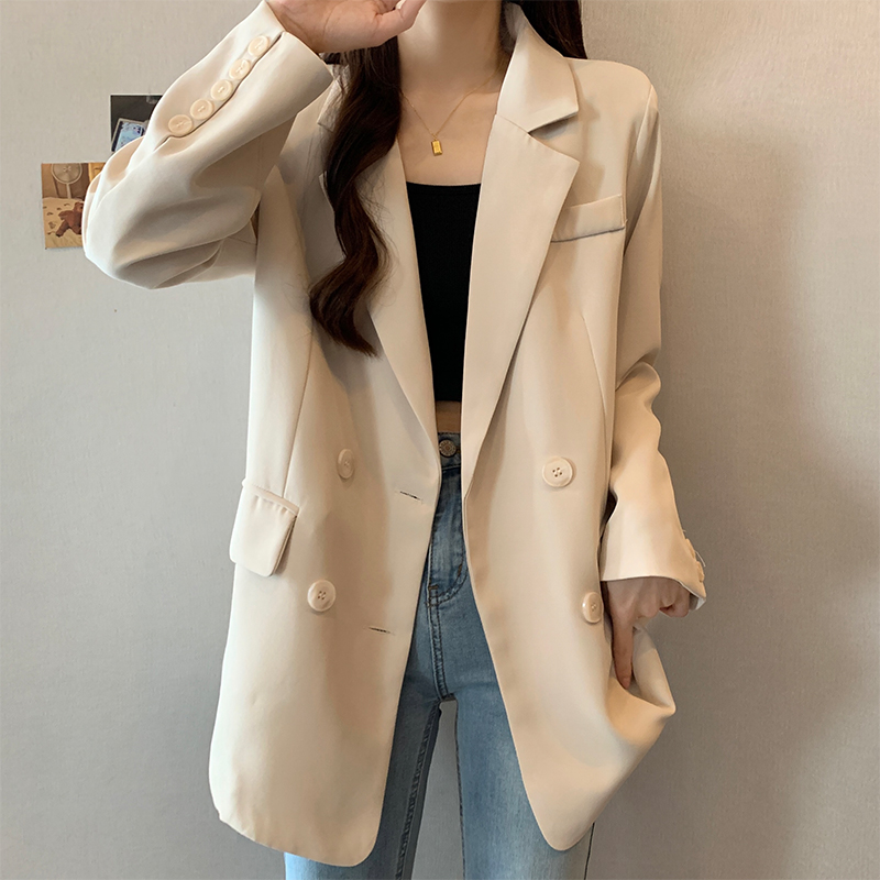 （女装）909 杏色气质百搭垂感宽松设计感休闲西装外套