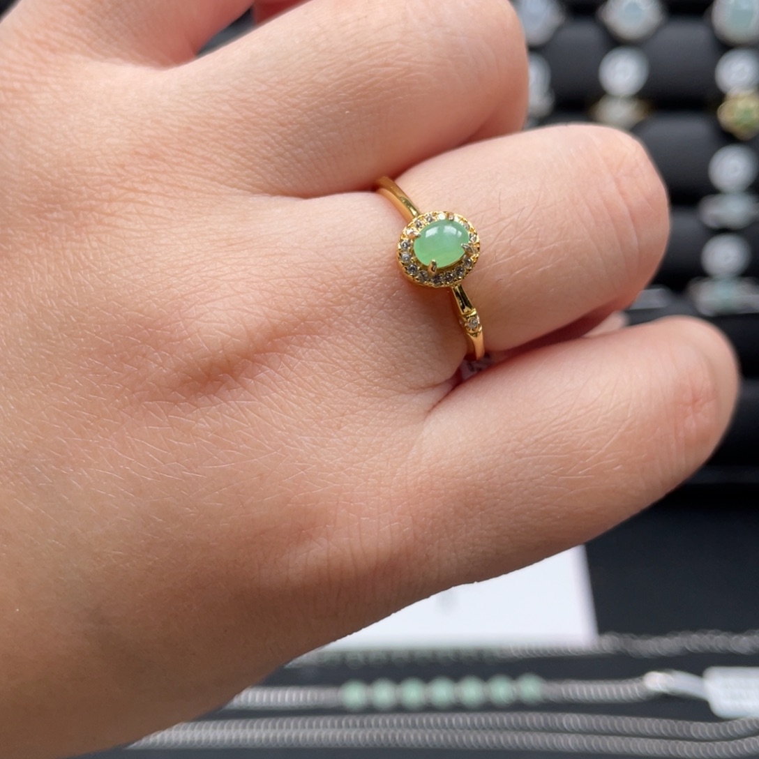 翡翠戒指银S925镶嵌戒指