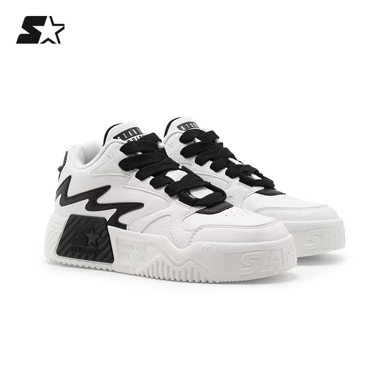 STARTER流光风四季黑白配色轻量中帮厚底板鞋 SF43V1001