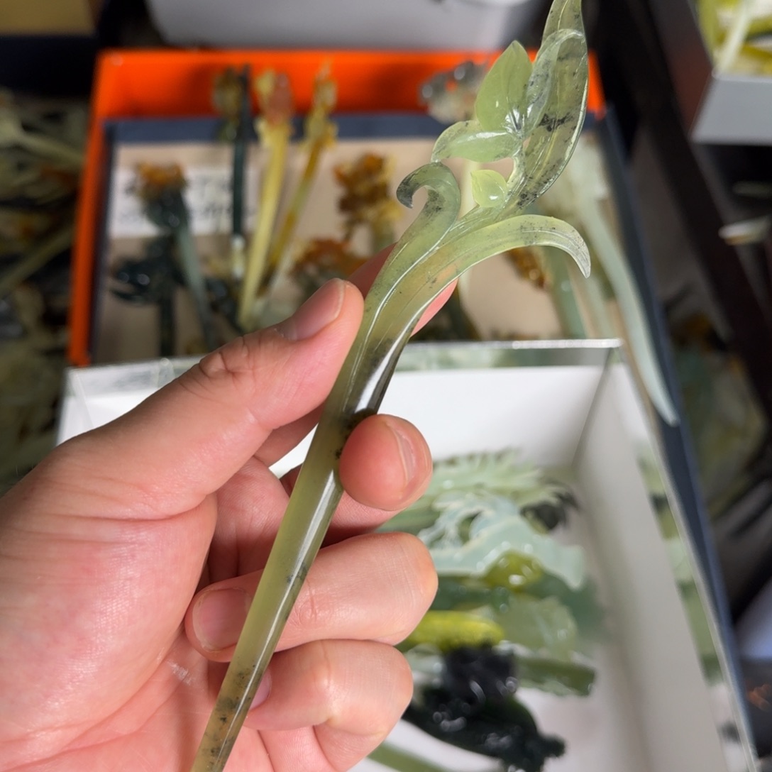 岫玉发饰未镶嵌明君玉簪就是好看