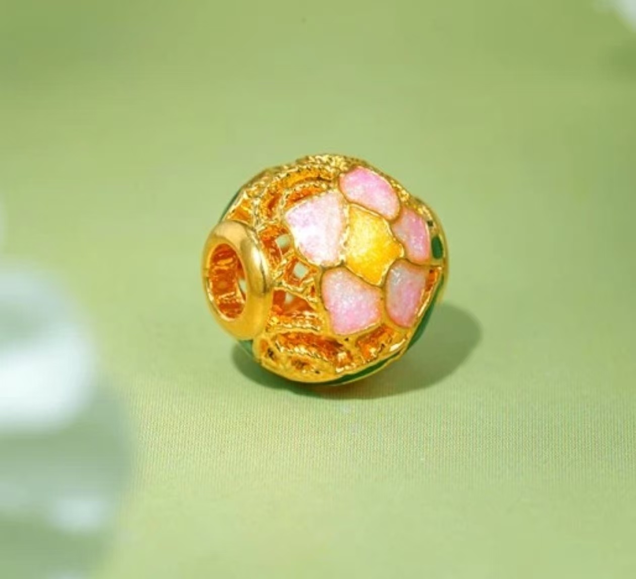 倾爱一饰足金999紫花珠黄金配件  多样性发其一