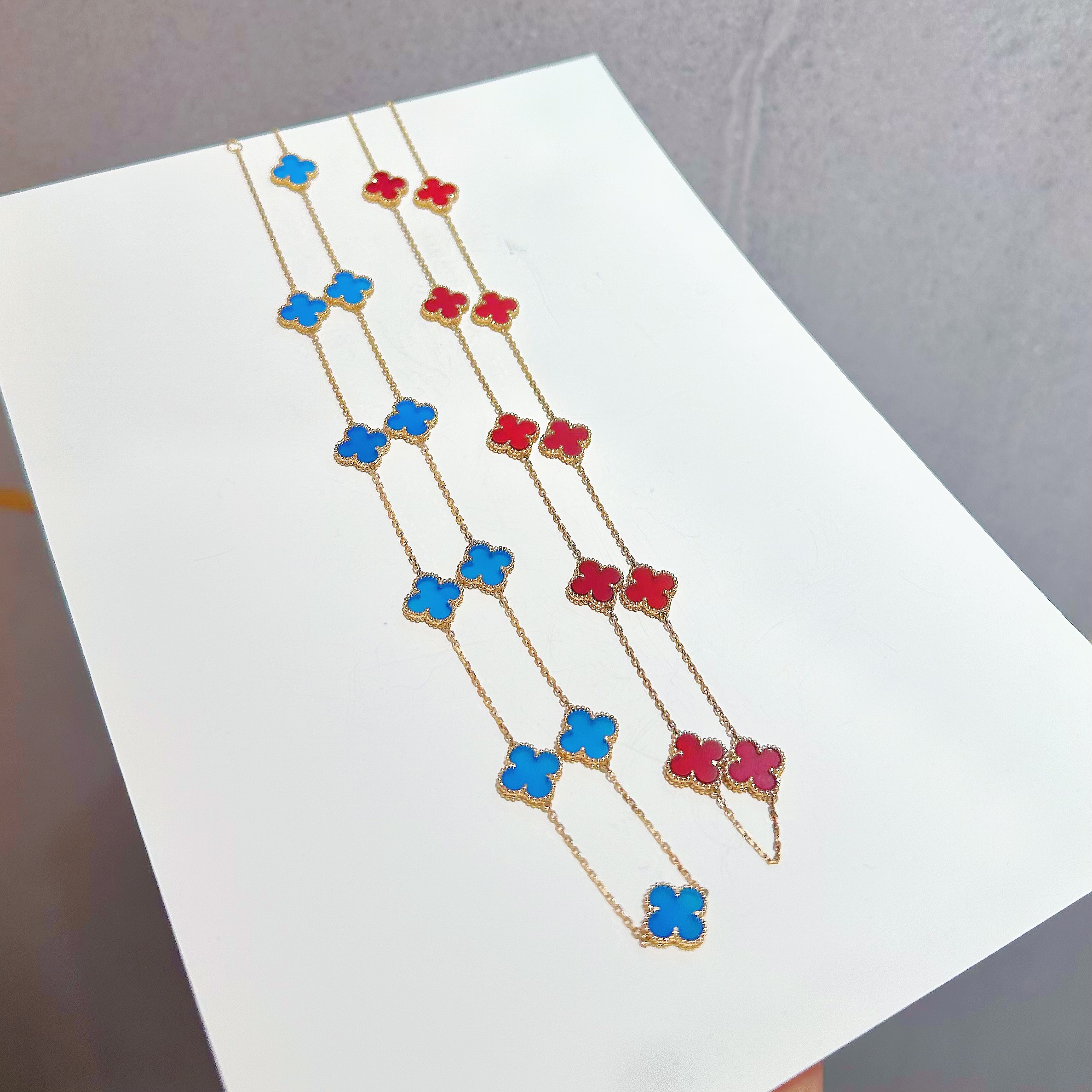 18k金 10mm十花红色蓝色项链 经典时尚高级感多样性发其一