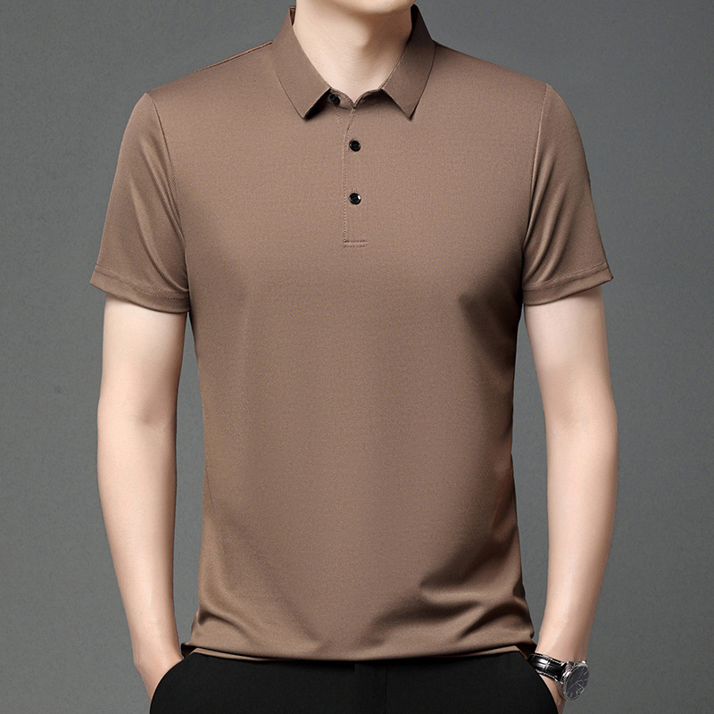 薄半袖T恤宽松上衣夏季休闲翻领中老年男款短袖polo衫爸爸