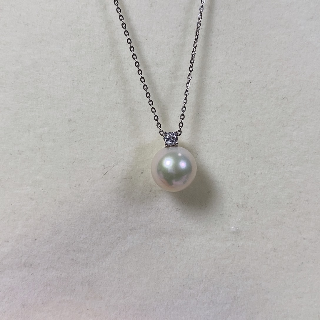 淡水珍珠颈饰银S925镶嵌微瑕10.4m m